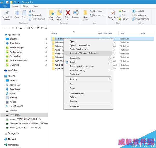 Windows 10更新贴心改进：右键Defender扫描