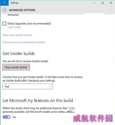 win10预览版10134拒绝后续预览版推送方法